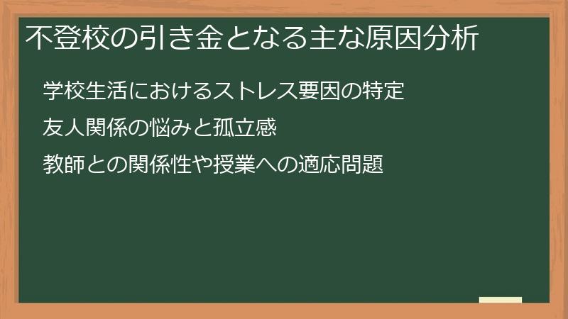不登校の引き金となる主な原因分析