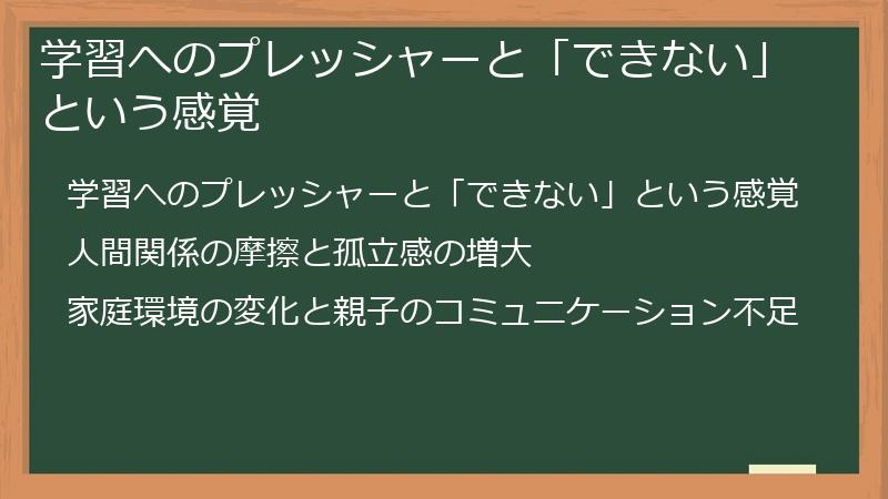 学習へのプレッシャーと「できない」という感覚