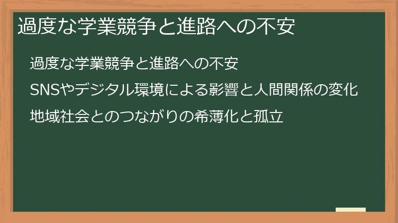 過度な学業競争と進路への不安