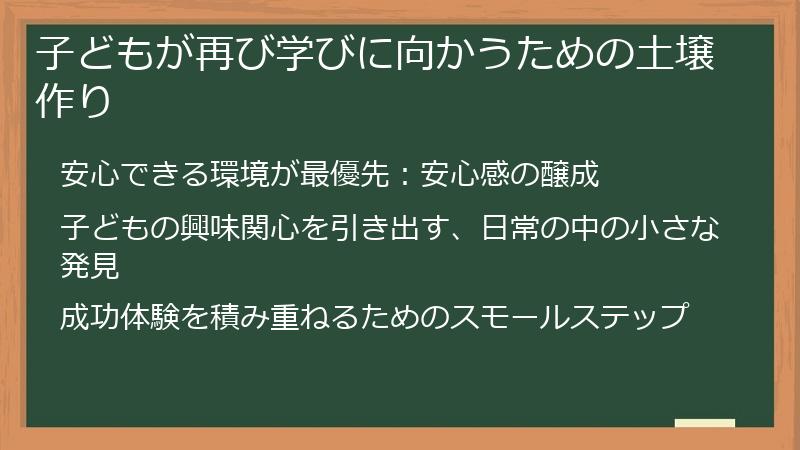 子どもが再び学びに向かうための土壌作り