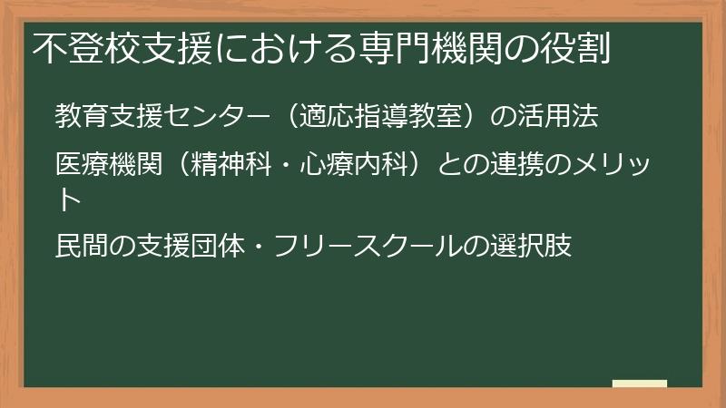 不登校支援における専門機関の役割
