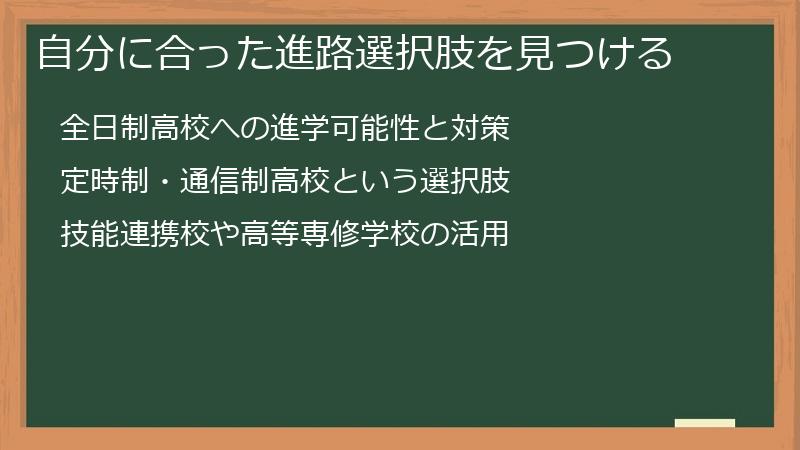 自分に合った進路選択肢を見つける