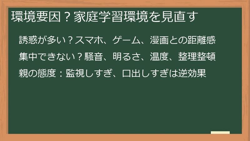 環境要因？家庭学習環境を見直す