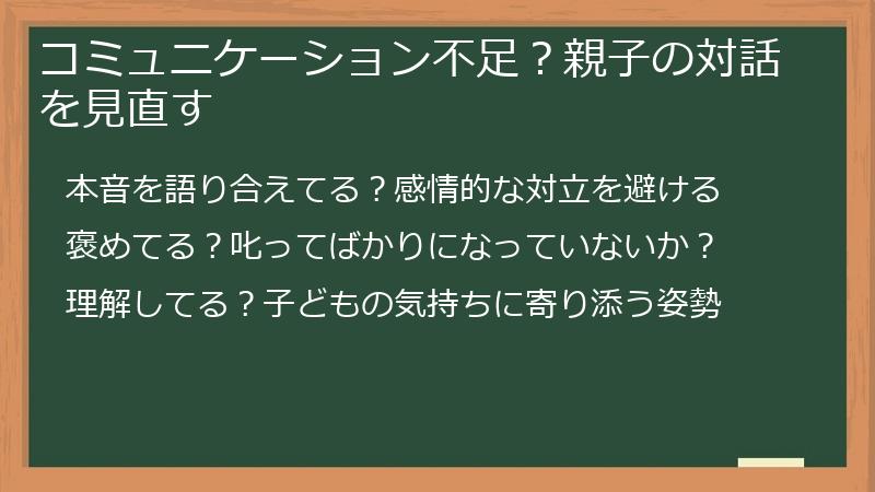コミュニケーション不足？親子の対話を見直す