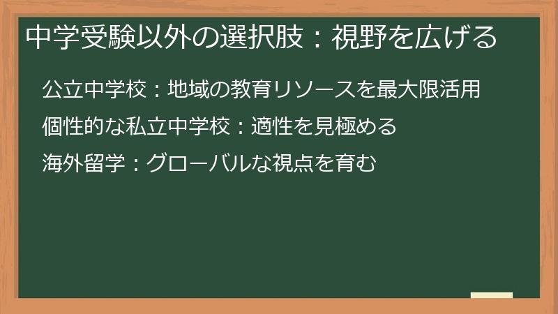 中学受験以外の選択肢：視野を広げる