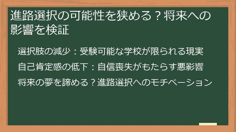 進路選択の可能性を狭める？将来への影響を検証