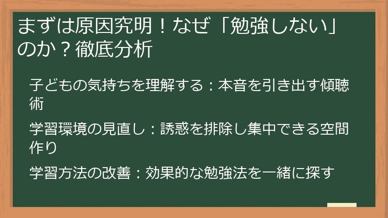 まずは原因究明！なぜ「勉強しない」のか？徹底分析