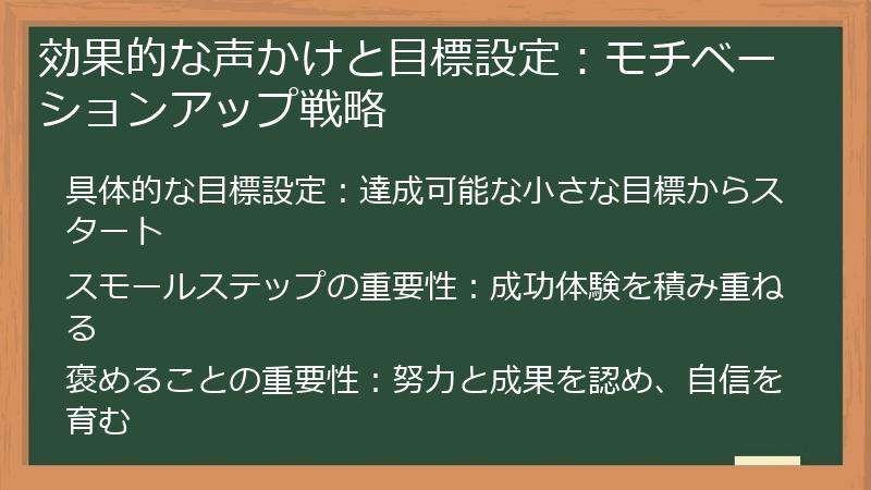 効果的な声かけと目標設定：モチベーションアップ戦略