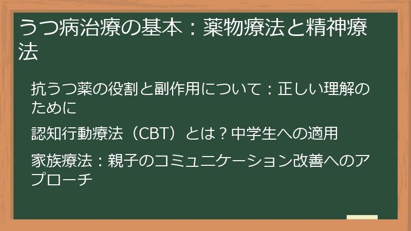 うつ病治療の基本：薬物療法と精神療法
