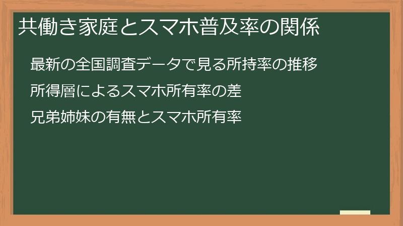 共働き家庭とスマホ普及率の関係