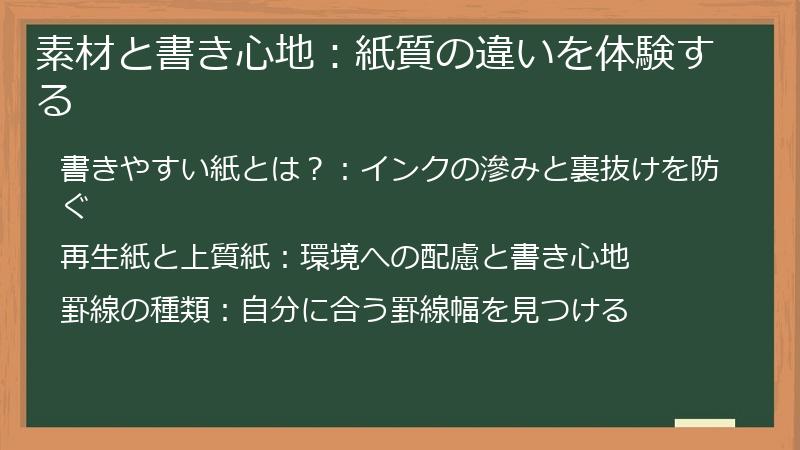 素材と書き心地：紙質の違いを体験する