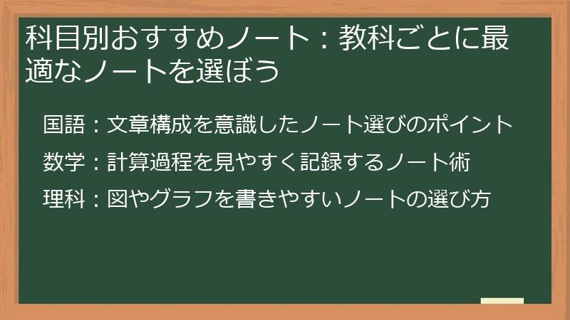 科目別おすすめノート：教科ごとに最適なノートを選ぼう