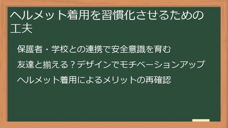 ヘルメット着用を習慣化させるための工夫