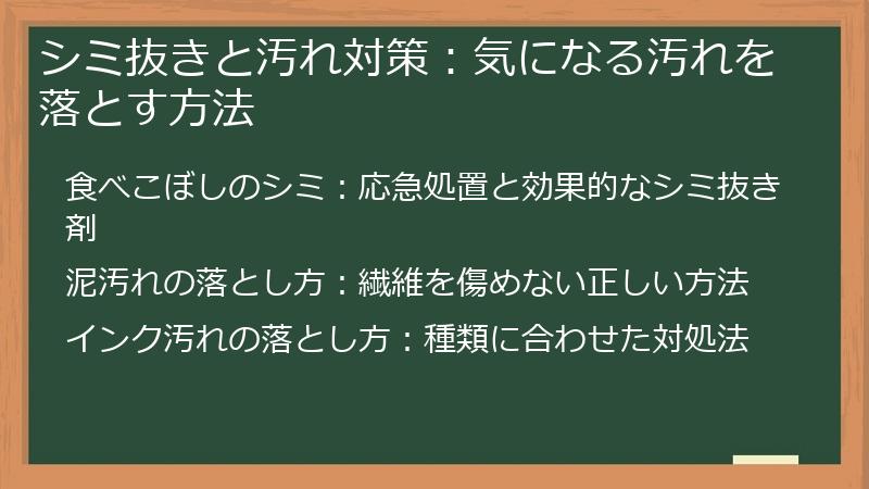 シミ抜きと汚れ対策：気になる汚れを落とす方法