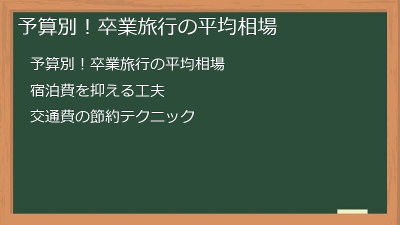 予算別！卒業旅行の平均相場
