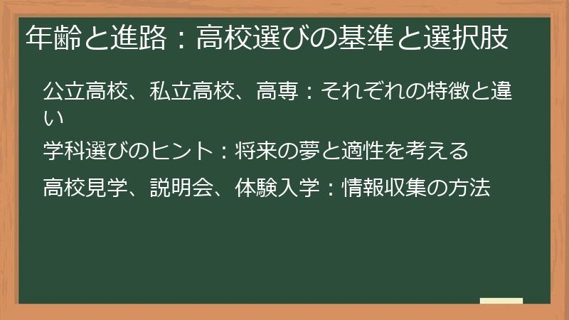 年齢と進路：高校選びの基準と選択肢
