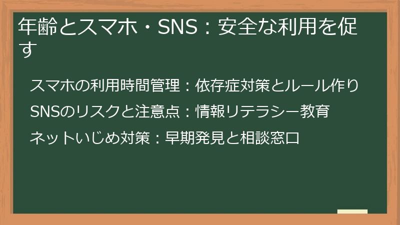 年齢とスマホ・SNS：安全な利用を促す