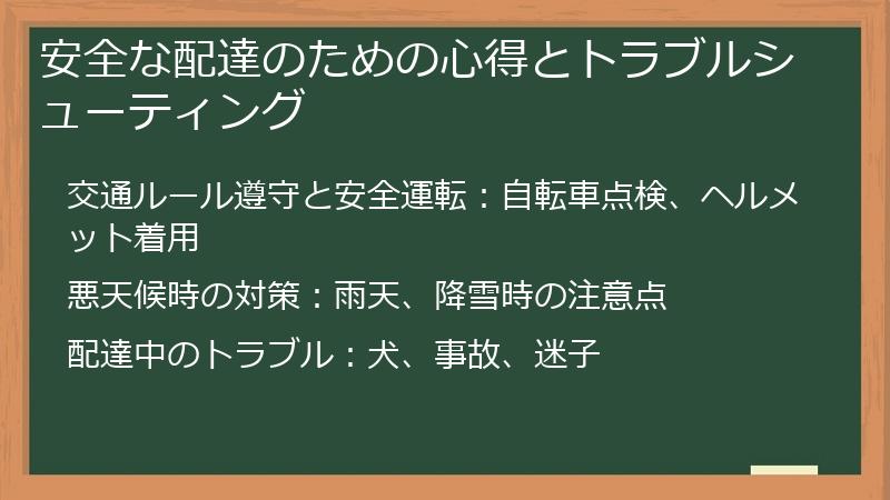 安全な配達のための心得とトラブルシューティング