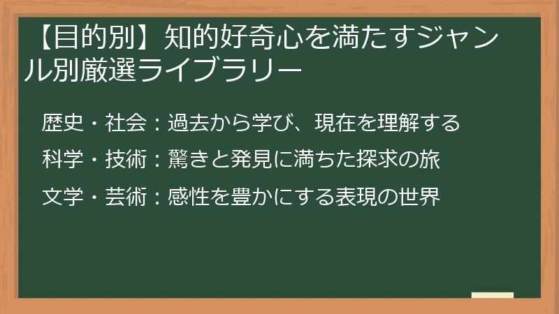 【目的別】知的好奇心を満たすジャンル別厳選ライブラリー