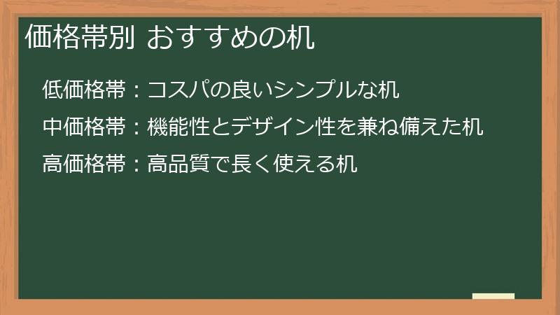 価格帯別 おすすめの机