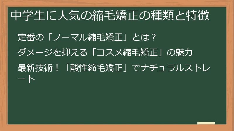 中学生に人気の縮毛矯正の種類と特徴
