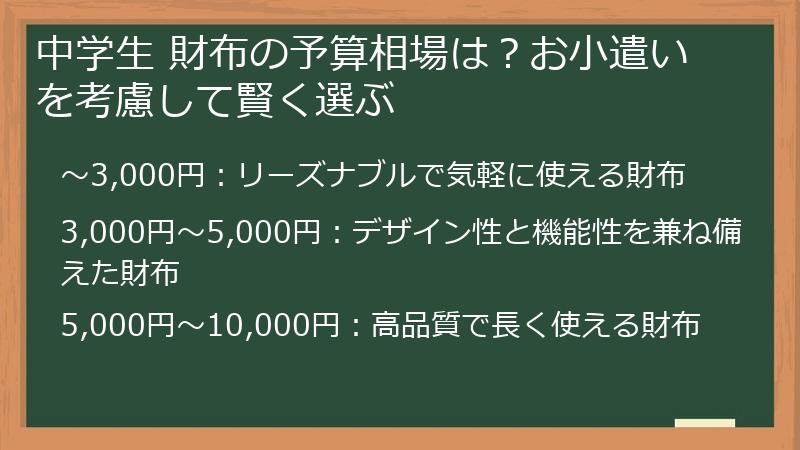 中学生 財布の予算相場は？お小遣いを考慮して賢く選ぶ
