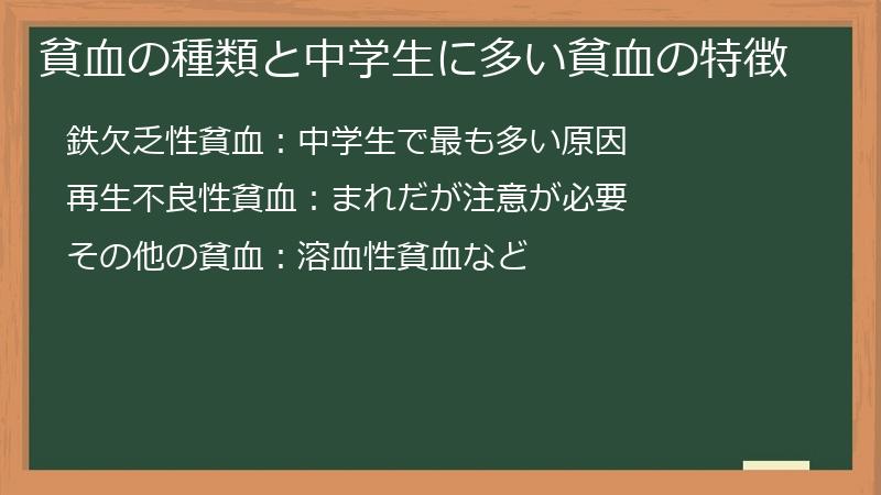 貧血の種類と中学生に多い貧血の特徴