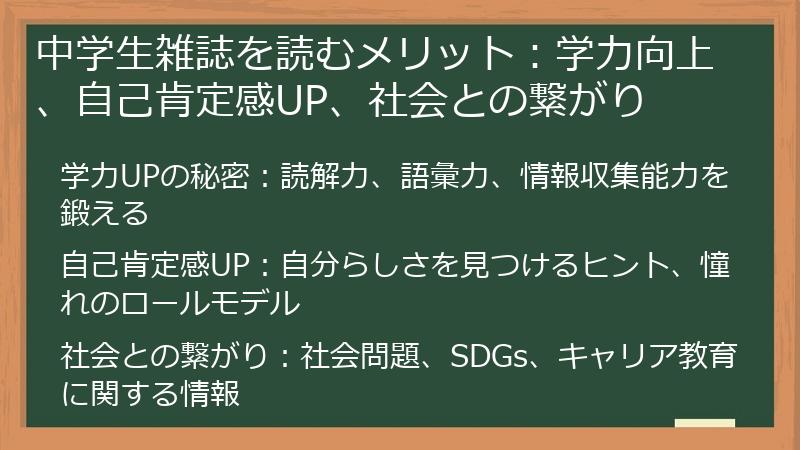 中学生雑誌を読むメリット：学力向上、自己肯定感UP、社会との繋がり