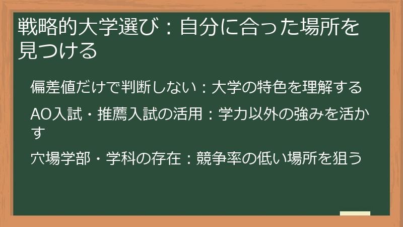 戦略的大学選び：自分に合った場所を見つける