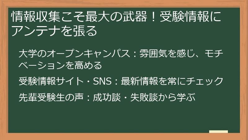 情報収集こそ最大の武器！受験情報にアンテナを張る