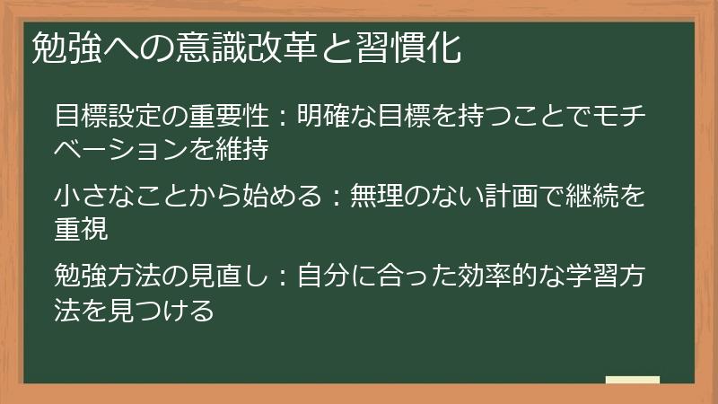 勉強への意識改革と習慣化