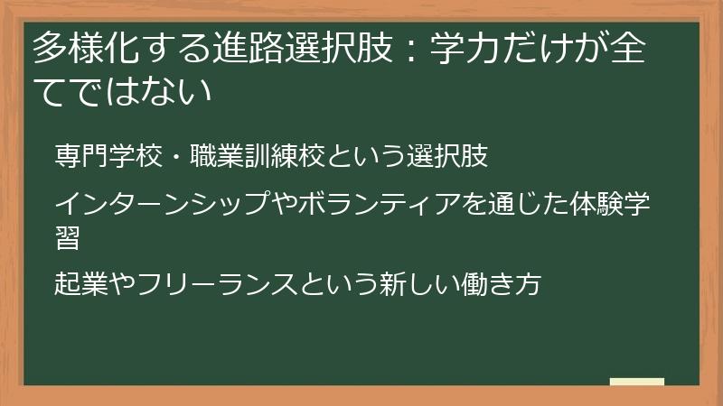 多様化する進路選択肢：学力だけが全てではない