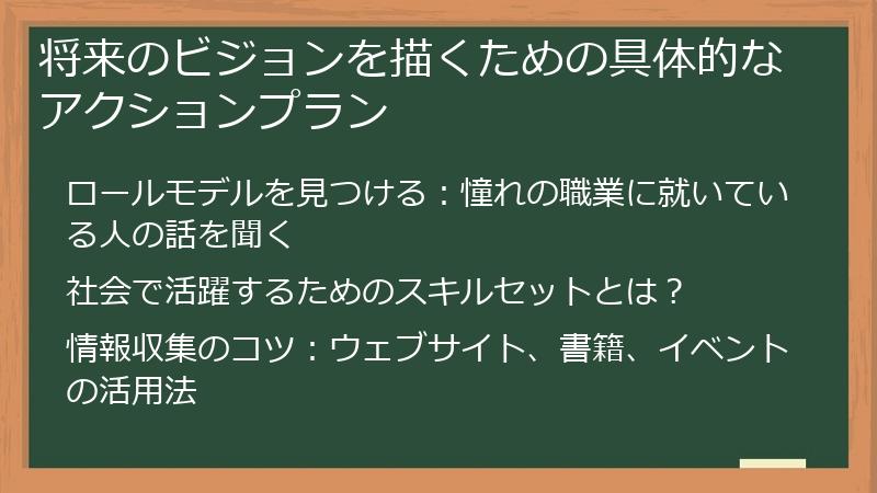 将来のビジョンを描くための具体的なアクションプラン