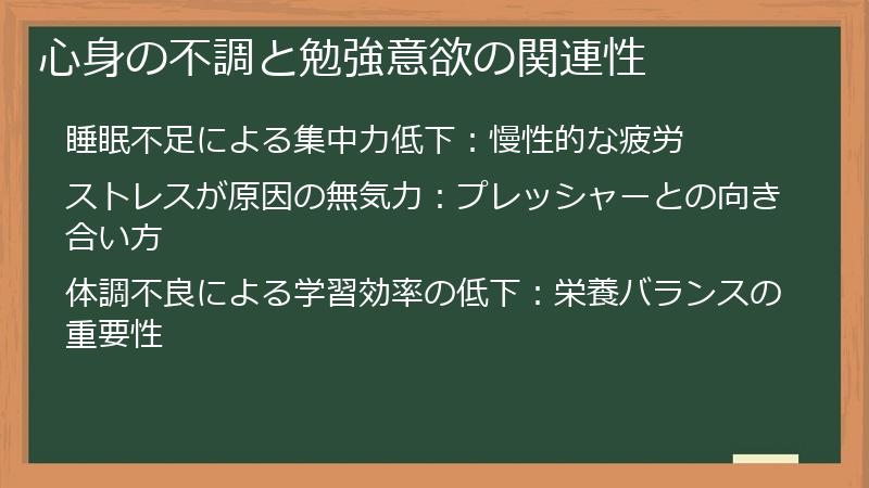 心身の不調と勉強意欲の関連性