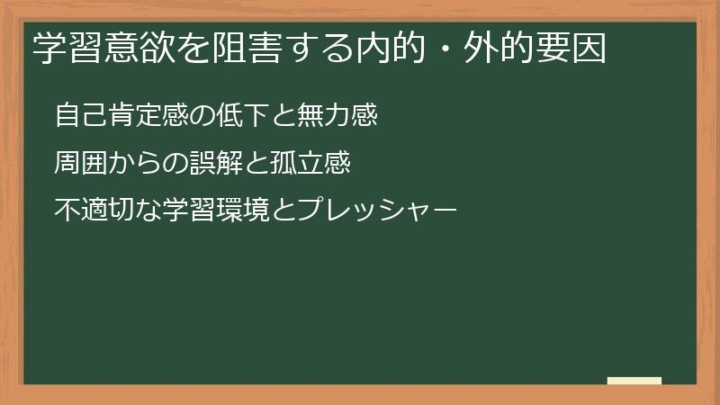 学習意欲を阻害する内的・外的要因