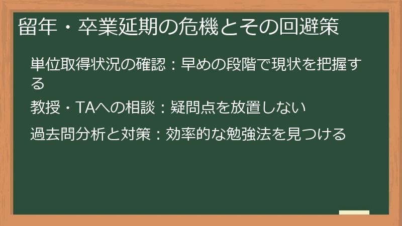 留年・卒業延期の危機とその回避策