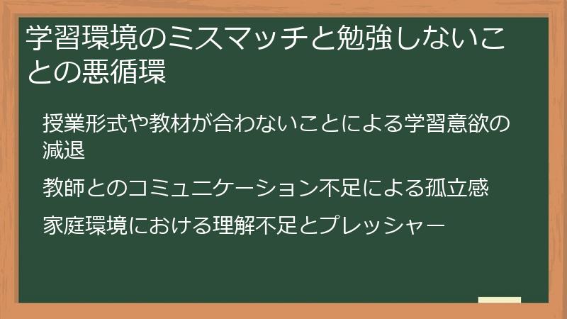 学習環境のミスマッチと勉強しないことの悪循環