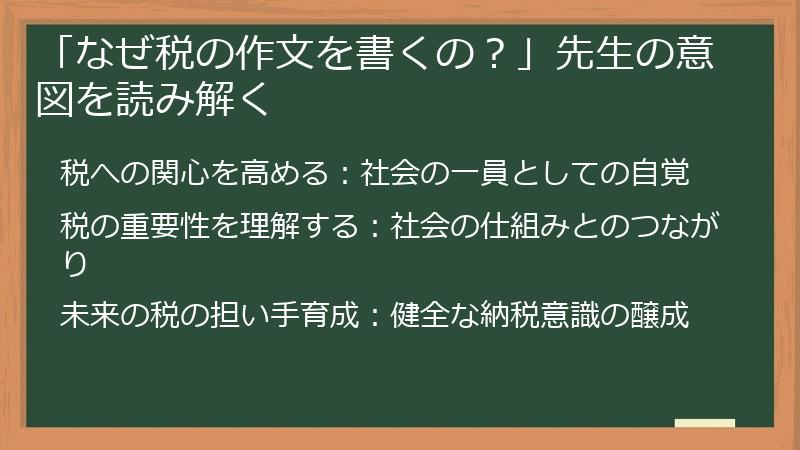 「なぜ税の作文を書くの？」先生の意図を読み解く