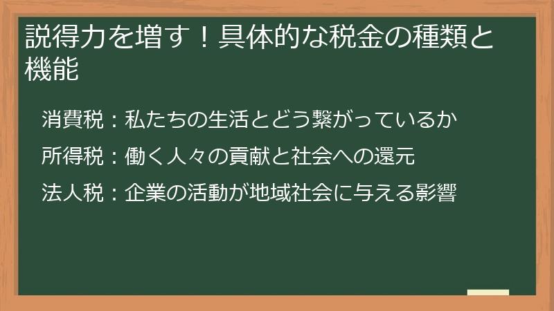説得力を増す！具体的な税金の種類と機能