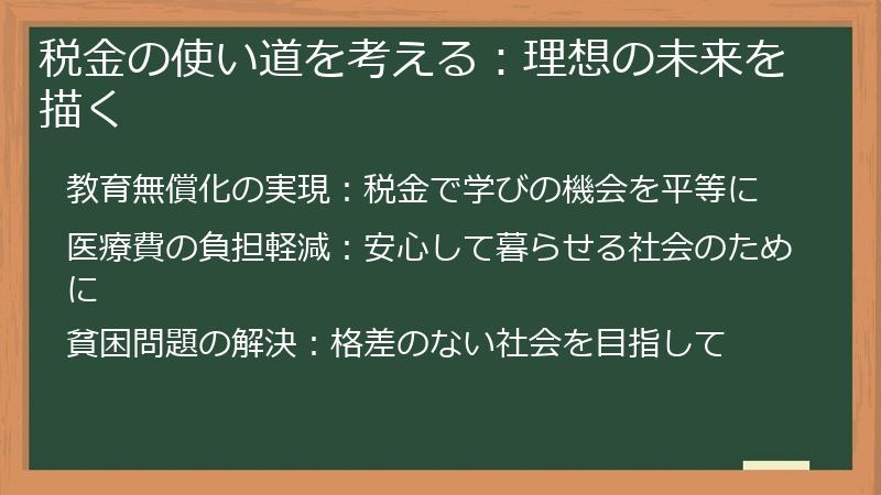 税金の使い道を考える：理想の未来を描く