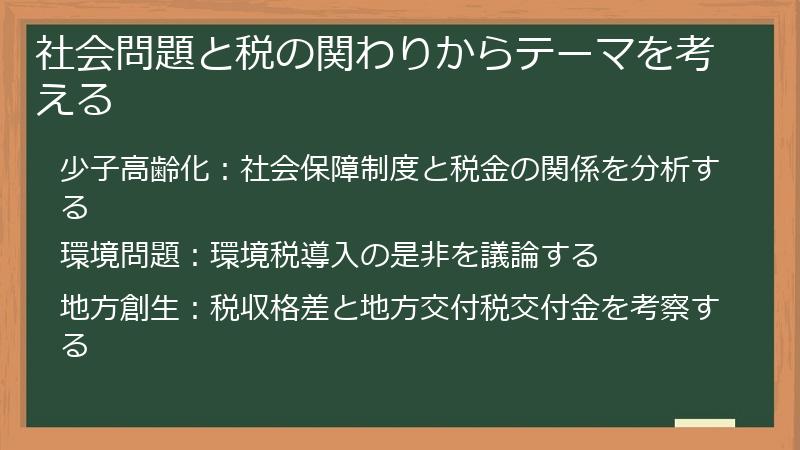 社会問題と税の関わりからテーマを考える