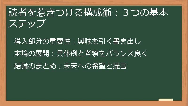 読者を惹きつける構成術：３つの基本ステップ