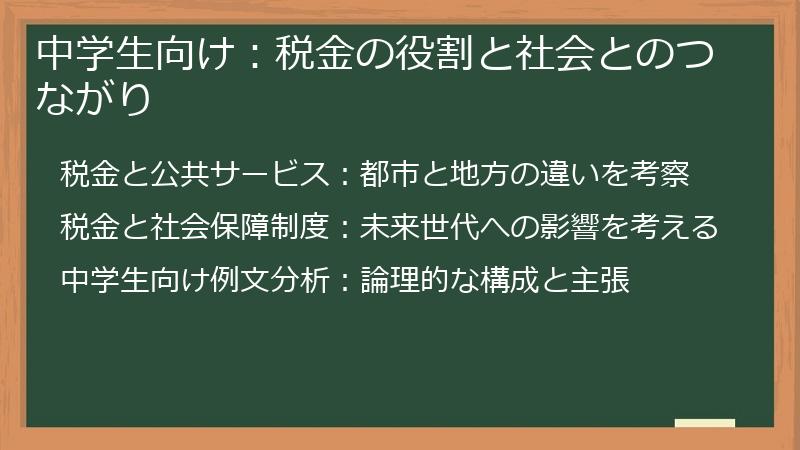 中学生向け：税金の役割と社会とのつながり