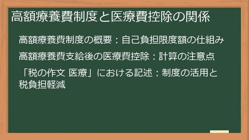 高額療養費制度と医療費控除の関係
