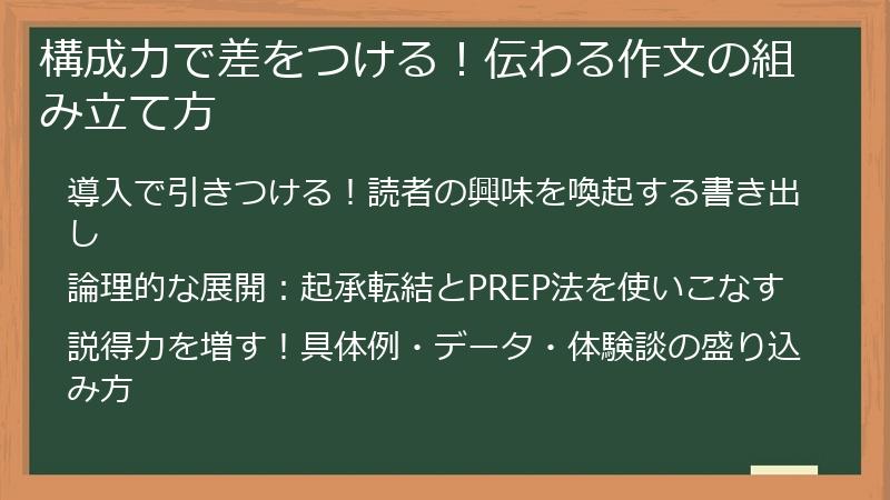 構成力で差をつける！伝わる作文の組み立て方