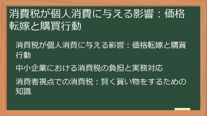 消費税が個人消費に与える影響：価格転嫁と購買行動