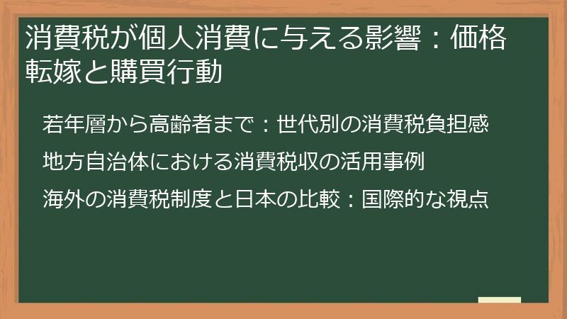 消費税が個人消費に与える影響：価格転嫁と購買行動