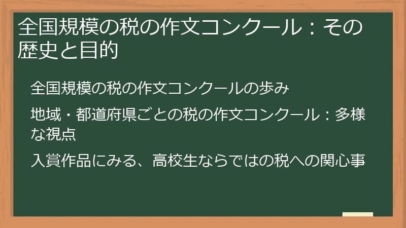 全国規模の税の作文コンクール：その歴史と目的