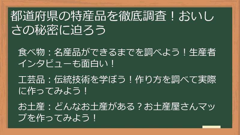 都道府県の特産品を徹底調査！おいしさの秘密に迫ろう