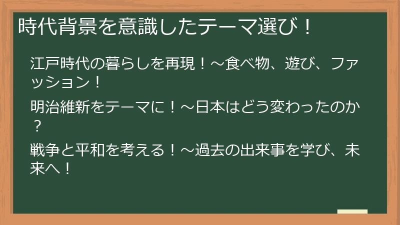 時代背景を意識したテーマ選び！